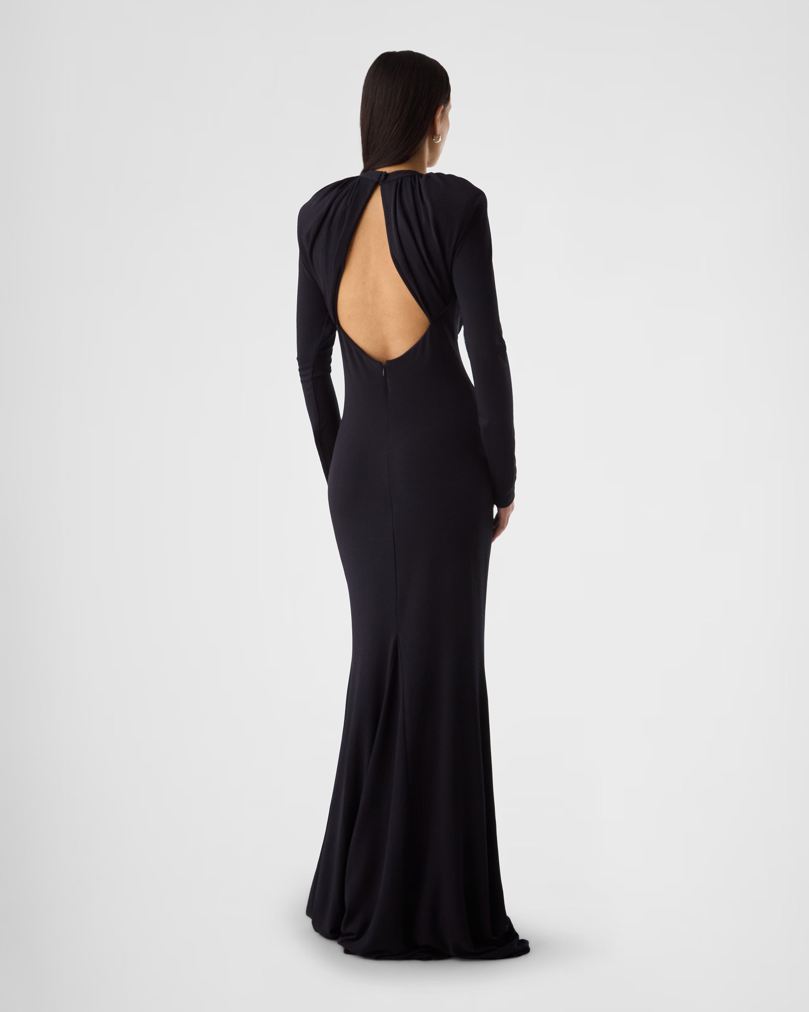 Nova draped shoulder long dress