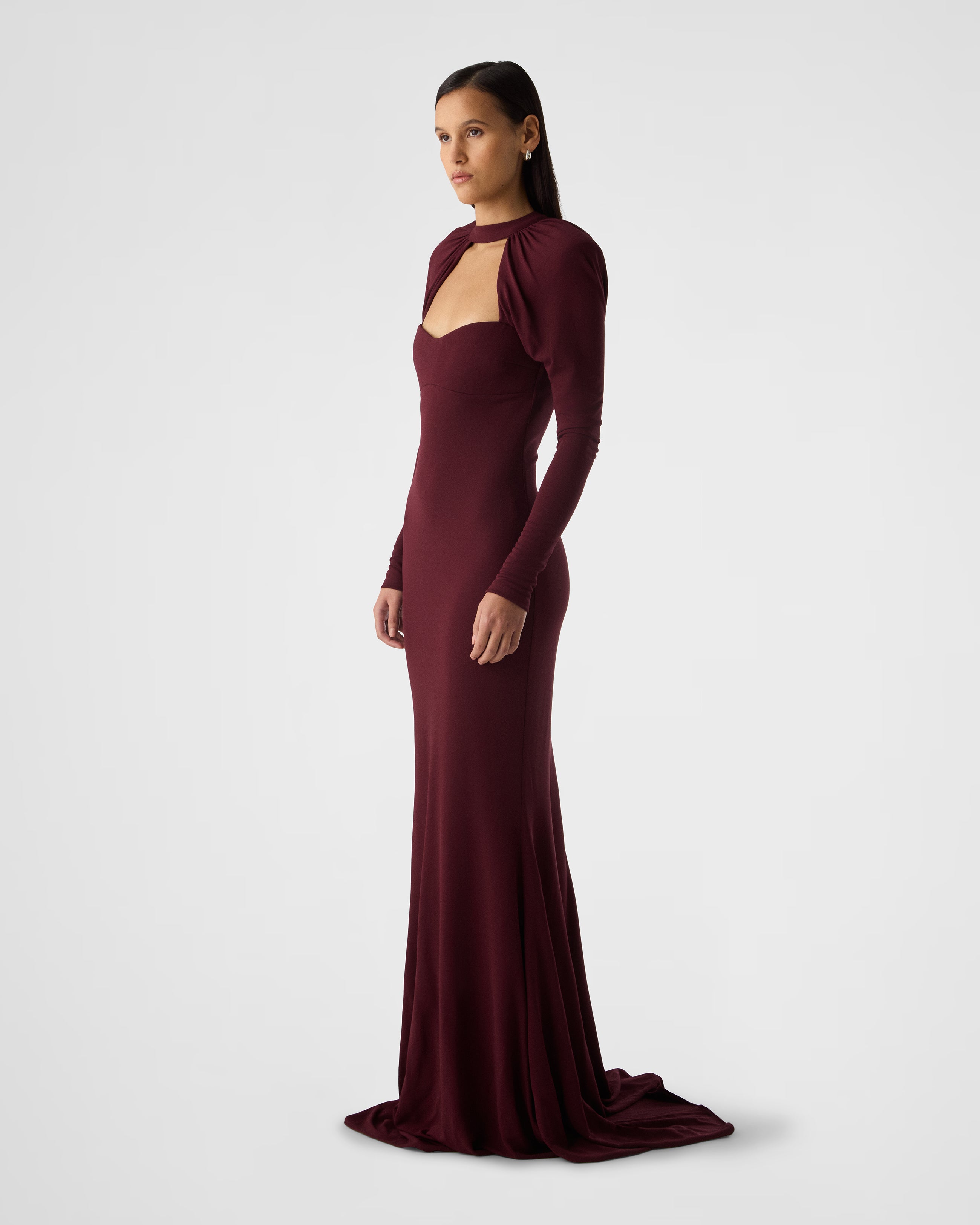 Nova Draped shoulder long dress